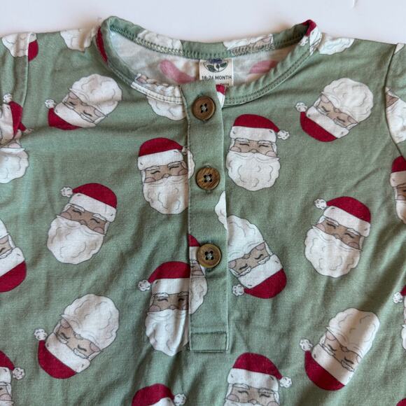 Santa Bamboo Holiday Pajama Romper 18-24 months - Picture 6 of 12